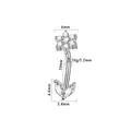 16G Bauchnabelpiercing aus Edelstahl mit Zirkonia-Blume und Blattdesign-Detail - 1.2*10mm / Blatt Stil / Silber (NO-3)