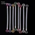 Lot de 8 piercings industriels colorés en acrylique avec boules pailletées pour corps - Style NO 5
