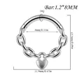 Anello per piercing a catena in acciaio inossidabile argento con lucchetto a cuore, 16G - 爱心吊坠链条款(FD1102H) / 1.2*8mm / Colore acciaio