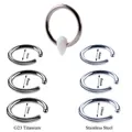 G23 titanium and stainless steel captive bead ring with water drop opal stone - Stainless Steel Ring (OP17) / 1.2x8mm / OP17