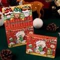 Creative cartoon Christmas greeting card with cute bear and reindeer festive design - Pink Bear in Christmas Hat