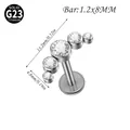 G23 titanium moon-shaped labret stud with sparkling cubic zirconia in 1.2x8mm size - Long Crescent 5-Stone Style / 1.2*8mm / Steel