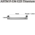 G23 Titanium dermal anchor base with 1.2mm internal thread and 14mm length - Surface Flat Bar (CG58SQ) / 5 Pcs/Pack (1.6*14mm-Thread 1.2mm)