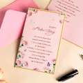 Elegant pink Mother's Day greeting card set with carnation flowers and matching pink envelope - Pink Butterfly Carnation Style / 1 Card and 1 Envelope