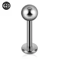 High-quality G23 titanium internally threaded labret stud with a polished silver ball - Round Ball Labret Stud / 1.2x8x2.5mm
