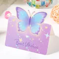 Tarjeta felicitación mariposa 3D morada Morandi con acabado patrón estrella holográfica - Deseo Púrpura Mágico (Best wishes) / Tarjeta Única 80166