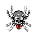 Gotischer Spinnen-Schädel-Ohrstecker aus poliertem Silber-Edelstahl mit rotem Stein - Skelett Spinne Roter Strass Stil-4 / 1.2*6mm / Silber Basis Roter Zirkonia