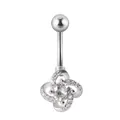 Piercing para el ombligo de acero inoxidable con colgante brillante en forma de flor - 1.6*10mm / H-Estilo Flor de Cuatro Pétalos
