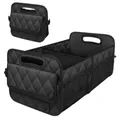 Faltbarer Kofferraum-Organizer mit großem Fassungsvermögen und gestepptem schwarzen Design - Gesteppter Diamant Stil / 58x30x36cm / Schwarz
