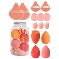 Soft makeup sponge set in clear jar with various beauty blenders and powder puffs - Hair Styling Tool Set / Orange
