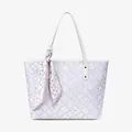 Grande borsa tote alla moda con motivo geometrico e sciarpa con stampa a cuori - 31.5x11x26cm / Modello Wanyiwén