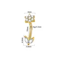 Bananenpiercing aus vergoldetem Edelstahl mit Zirkonia-Blumen und Blättern 16g Größe - 1.2*10mm / Blatt Stil / Goldfarbe (NO-4)