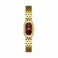 Elegante reloj vintage de acero dorado para mujer con esfera roja ovalada - Dorado Rojo