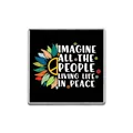 Square peace theme sunflower brooch badge featuring a colorful floral anti-war design - Square Style (ZP0042)