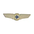 Vintage gold metal pilot wing brooch pin with a blue airplane logo for jackets and backpacks - Pilot Wings Style(QHXZ6141)