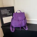 Lightweight purple checkered mini backpack for casual daily commute - L / Purple