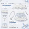 Medidas detalladas del conjunto de ropa para muñecas de 10cm con vestido encaje y collar - 10-15cm Universal / Atuendo Azul Sal de Mar Nieve / Azul