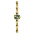 Reloj vintage francés para mujer con esfera de nácar natural y brazalete dorado. - Concha de Abulón Oro Negro