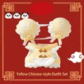 Dettaglio set vestiti Chuka Musume gialli per bambola di cotone 10cm con accessori - Giallo