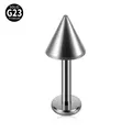 Solid G23 titanium internally threaded spike labret stud 16G for lip and cartilage piercings - Spike Cone Labret Stud / 1.2x8x3mm