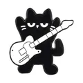 Cartoon black cat enamel pin playing guitar for clothing and bag decoration. - Guitar Playing Cat (QHXZ6517)