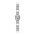 Elegante reloj de cuarzo cuadrado Bee Sister con una pulsera de eslabones plateada texturizada - Estilo Retro Vintage (FA1906) / Gris Plata