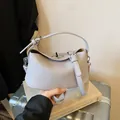 Elegant lavender textured leather bucket bag with silver hardware and top handle - Style Without Pendant / Purple