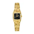 Elegante reloj de pulsera Bee Sister dorado con esfera negra cuadrada y textura lava - Negro Dorado