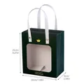Elegant dark green gift bag with transparent window, size 18x21x9cm with white handles - Best Wishes Green / Large (18x9x21cm)