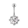Piercing para ombligo de acero inoxidable con diseño de flor de circonita brillante - 1.6*10mm / I-Estilo Racimo Copo de Nieve