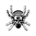 Gothic Punk Edelstahl Totenkopf Spinne Ohrstecker mit einem zentralen schwarzen Kristall - Skelett Spinne Schwarzer Strass Stil-5