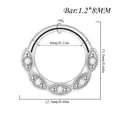 Anello per setto 16G in acciaio inossidabile con zirconi e specifiche dimensionali - 圆形锆石镶嵌款(FD1102H) / 1.2*8mm / Colore acciaio