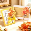 Elegant yellow lily thank you greeting card with golden bow and stamping decoration - Yellow Lily (Thank You) / Yellow