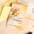 Elegant Mother's Day greeting card set with tulip bouquet illustration and yellow envelope - Warm Yellow Tulip Style / 1 Card and 1 Envelope