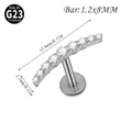 Silver crescent G23 titanium labret stud featuring sparkling white zircon inlay stones - Crescent 7-Stone Style / 1.2*8mm / Steel