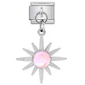 Charm italien élégant en acier inoxydable avec pendentif soleil rose et pierres brillantes - Style Soleil Strass Pavé Perle Rose (ICG717-3)