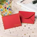 Elegant red mini envelope with gold foil border and matching 'For you' greeting card - 1 Piece / Christmas Red