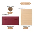 Vintage red linen texture envelope and kraft writing paper set with gold wax seals - Envelope Stationery Set / 3 Envelopes + 10 Sheets + 3 Seals / Burgundy