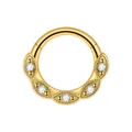 Anello a segmento in acciaio dorato con zirconi brillanti - 圆形锆石镶嵌款(FD1102H) / 1.2*8mm / Oro
