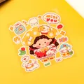 Cute waterproof cartoon PVC sticker sheet featuring girl and dog for planner and bottle - Polka Dot Hat Girl & Pet / 10cm x 10cm