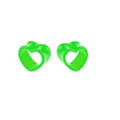 Pair of vibrant green heart-shaped acrylic hollow ear tunnels for body piercing jewelry. - 4mm / Green