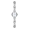 Elegante reloj de cuarzo vintage plateado para mujer con esfera de nácar y brazalete chic - Concha Blanca Luz de Luna Plata