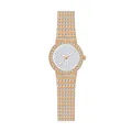 Reloj de lujo dorado con esfera y brazalete de eslabones totalmente engastados en cristales. - Esfera Llena de Brillantes / Rosa oro
