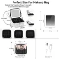Professional marble PU leather makeup case with LED mirror and adjustable storage dividers - Marble