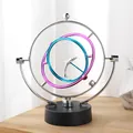 Jouet de bureau à mouvement perpétuel avec dauphin et anneaux colorés métalliques - Mode Double USB et Batterie / Style Dauphin Coloré