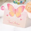 Elegante tarjeta de felicitación mariposa 3D con texto Best Wishes y estrellas brillantes - Dulce Sueño Rosa Suave (Best wishes) / Tarjeta Única 80166
