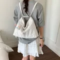 Sac à dos cabas blanc à pois élégant avec pendentif lapin mignon pour femmes - Avec Pendentif / Blanc