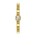 Elegante reloj cuadrado dorado de estilo vintage con correa de eslabones texturizados - Estilo Retro Vintage (FA1906) / Dorado Blanco
