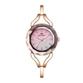 Elegant rose gold watch featuring a dreamy purple glitter dial and rhinestone markers. - Girl Pink