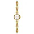 Reloj de pulsera vintage dorado para mujer con esfera de nácar y eslabones delicados - Concha Blanca Luz de Luna Oro